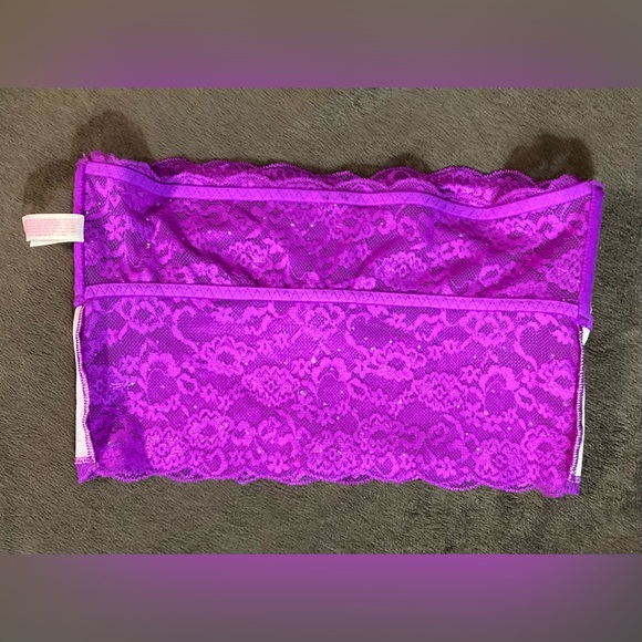 PINK Victoria’s Secret Purple Lace Bandeau Size Small. IridescentRhinestone NWOT - Picture 4 of 8